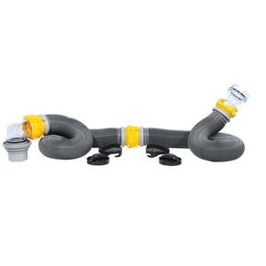 lot 2982012 image: Camco 20-Foot RV Sewer Hose Super Kit  Easily Stores in 4-inch Square Bumper  Gray and Yellow (39658)