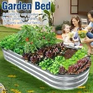 lot 2982015 image: MOFEEZ Galvanized Raised Garden Bed Kit, 7x3x1 Ft Galvanized Planter Raised Beds, Oval Large Metal Raised Garden Beds Outdoor for Vegetables, Flowers, Herbs, and Fruits
