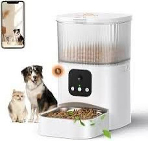 lot 2982024 image: Pet Automatic Smart Feeder with Camera Bluetooth & WiFi, White, 3L, Automatic Feeders, Automatic Pet Feeder, Cat Smart Feeding Machine, Dog Food Dispenser with Camera Button.
