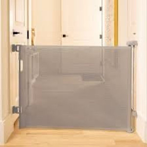 lot 2982030 image: Cumbor Baby Gate Retractable Gates for Stairs, Mesh Dog Gate for The House, Wide Pet Gate 33 Tall, Extends to 55 Wide, Long Child Safety Gates for Doorways, Hallways, Cat Gate IndoorOutdoor(Gray)