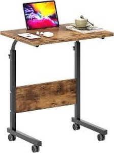 lot 2982034 image: SogesHome 23.6 inch Adjustable Mobile Bed Table Portable Laptop Computer Stand Desks with Tablet Slot Cart Tray, Vintage Brown