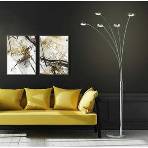 lot 2982052 image: Artiva USA Etherium 30W LED 5-Arched Floor Lamp with Touch Dimmer Modern Chrome - Retail $174.59