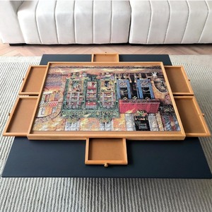lot 2982058 image: Wooden Puzzle Table with 6 Drawers and Cover, Adult Portable Puzzle Board, 30 x 21 Jigsaw Puzzle Table, Used for Puzzle Storage and Sorting, can Hold 1000 Pieces