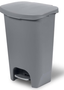 lot 2982059 image: Glad Trash Can  Plastic Kitchen Waste Bin with Odor Protection of Lid  Hands Free with Step On Foot Pedal and Garbage Bag Rings, 13 Gallon, Grey