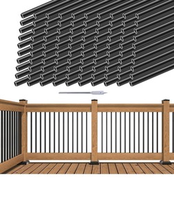 lot 2982064 image: Muzata 100Pack 26 Aluminum Deck Balusters Round Black Deck Railing Stair Porch Staircase Spindles 34 Diameter Hollow for Wood and Composite Deck, WT02