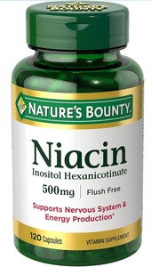 lot 2982067 image: Natures Bounty Niacin 500mg Flush Free, Cellular Energy Support, Supports Nervous System Health, 120 Capsules