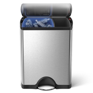 lot 2982079 image: simplehuman - 46 Liter Dual Compartment Rectangular Step Can - Stainless-Steel - Retail $286.88