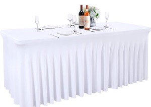 lot 2982087 image: White Table Skirts for Rectangle Tables 4ft Spandex Table Covers 4ft Table Cloth Rectangle Tables White Stretchable Table Clothes for 4 Foot Rectangle Folding Tables