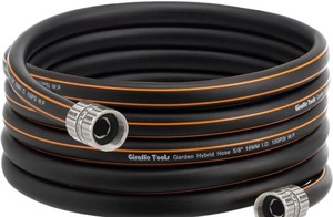 lot 2982284 image: Giraffe Tools Leader Hose 58 x 10ft for Hose Reel Connecting Custom Length, No Kink, Flexible, Leakproof Water Hose, Female to Female Fittings, 600 Burst PSI, 10ft, Black Orange