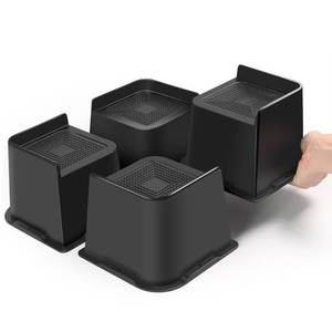 lot 4001 image: Sunifier Bed Risers 4 inch Heavy Duty 4 Pack, L Shape Furniture Risers 4 inch Support 5000LBs, Oversized Bed Lifts Risers for Dorm Beds Frame, Table, Sofa, Couch, Chairs Legs (Black 4-Pack,4 inch)