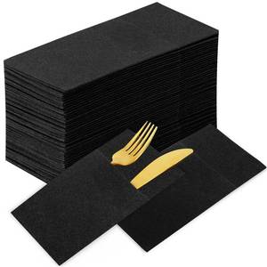 lot 4002 image: KAMMAK Dinner Napkins with Built-in Flatware Pocket, Linen-Feel Absorbent Disposable Paper Hand Napkins for, Parties, Weddings, Dinners or Events, Prefolded, Pack of 100