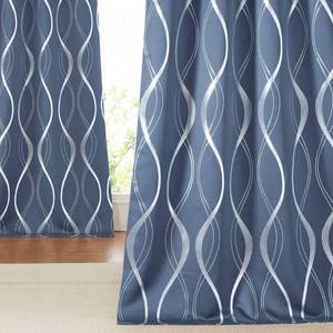 lot 4006 image: NICETOWN Living Room Curtains 102 Length 2 Panels Burg, Stone Blue, Extra Long Blackout Curtains and Drapes for Large Window, Foil Printed Wave Lines Energy Saving Thermal Insulated Draperies