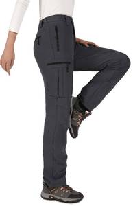 lot 4007 image: Cycorld Womens-Ski-Snow-Pants, Fleece Lined Water Resistant Windproof Pants Winter Hiking Softshell Pants for Women(Grey,Medium)