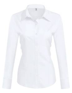 lot 4010 image: HOTOUCH Womens Longer Tail long Sleeve Oxford ShirtWhiteLarge