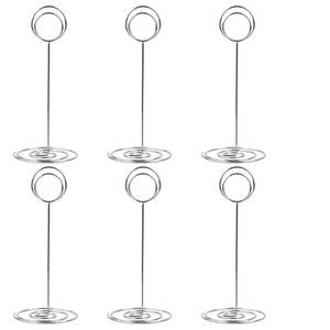 lot 4011 image: Radezon 2 Pack 8.75 inch Tall Table Number Holders Place Card Holder Table Picture Holder Wire Photo Holder Clips Picture Memo Note Photo Stand (Silver)
