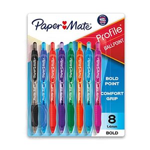 lot 4018 image: Paper Mate 1960662 Profile Retractable Ballpoint Pens, Assorted Colors, 8-Count