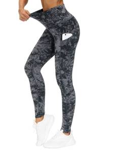 lot 4053 image: THE GYM PEOPLE Thick High Waist Yoga Pants with Pockets, Tummy Control Workout Running Yoga Leggings for Women (Medium, Gray-Marble)