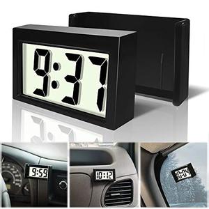 lot 4054 image: Betus Car Dashboard Digital Clock - Vehicle Adhesive Clock with Jumbo LCD Time & Day Display - Mini Automotive Stick On Watch for Car Truck Dashboard & Air Vent(Black)