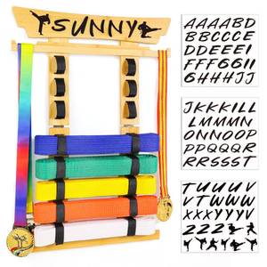 lot 4058 image: Tilhumt Karate Belt Display Rack, 8 Belt Taekwondo Belt Display with Stickers, Martial Arts Belt Display with Medals Hanger, Great Gift for Adults, Teenagers, Kids
