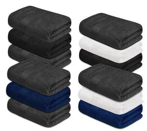 lot 4060 image: ZUPERIA Bath Towels -12 Pack - 27 x 54 - Ultra Soft 100% Cotton Large Bathroom Towels, Highly Absorbent Towel for Bathroom, Ideal for Pool, Home, Gym, Spa, Hotel (12 Pack, Multi Design (Grey))