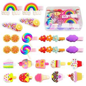lot 4066 image: AMMY Candy Hair Clip for Girls, 22 Pcs Candy Barrettes Rainbow Cupcake Hair Pins Vanellope Hair Accessories for Little Girl Kids Children