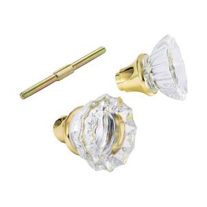 lot 4068 image: newliplace Glass Door Knobs Replacement Set, Vintage Crystal Door Knobs for Replacing Broken Old Antique Lock Sets on Interior Door, Polished Brass Finish