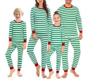 lot 4076 image: Smile Fish Men Crew Neck Striped Long Sleeve Shirt and Jogger Pants Pajama Sets Soft Cotton Matching Pajama Set Green,M