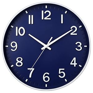 lot 4078 image: HZDHCLH Navy Blue Wall Clocks Battery Operated,12 inch Silent Non Ticking Modern Wall Clock for Living Room Bedroom Kitchen Office Classroom Decor