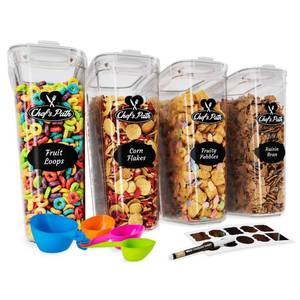 lot 4090 image: Cereal Containers Storage Set Large (4L,135.2 Oz), Airtight Food Storage Containers for Kitchen & Pantry Organization, Cereal Storage Container Set for Crunchiness, BPA Free Dispenser Keepers (4)