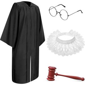 lot 4102 image: Yahenda 4 Pcs Judge Costume Accessory Robe Lace False Collar Plastic Gavel Round Glasses for Halloween Cosplay Party Favor(Adult Size)