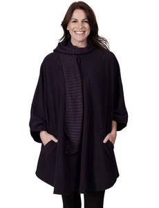 lot 4110 image: Le Moda New Womens Wrap with Integrated Pleated Scarf and Matching Gloves  Autumn Collection  One Size Fits All (One Size, Eggplant)