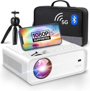 lot 4118 image: Mini Projector with 5G WiFi and Bluetooth W Tripod & Bag, ALVAR 9000 Lumens Portable Outdoor Movie Projector 240 Display & 1080P Supported, Compatible with TV StickHDMIVGAUSBiOS & Android