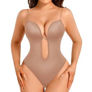 lot 4146 image: Decorus Shapewear Backless Bodysuit Strapless Low-back Thong Body-shaper Invisible Women - Build in Bra Open-back Bodysuits Wedding Seamless Medium