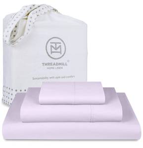 lot 4155 image: Threadmill Cotton Twin Sheet Set  100% Cotton Sheets for Twin Size Bed  Solid Sateen Twin Bed Sheets Set with 16in Deep Pocket  Soft Breathable 3-Piece Cooling Sheet Set  Lilac
