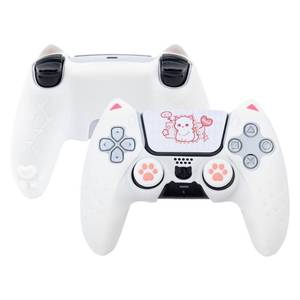 lot 4171 image: GeekShare Cat Paw PS5 Controller Skin Anti-Slip Silicone Skin Protective Cover Case for Playstation 5 DualSense Wireless Controller (White)