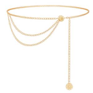 lot 4173 image: WERFORU Women Multilayer Gold Silver Metal Link Body Chain Belt Ladies Waist Chain Belts for Jeans Dress