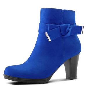 lot 4181 image: mysoft Womens Booties with Heel, Chunky Stacked Heel Zipper Ankle Boots for Ladies Size 9