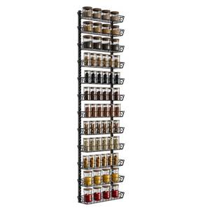 lot 4185 image: SWOMMOLY Adjustable Wall Mount Spice Rack Organizer, 12-Tier Dual-use (Multi-use) Hanging Spice Shelf Storage for Kitchen Pantry Cabinet Door, Seasoning Holder Organizer, Black