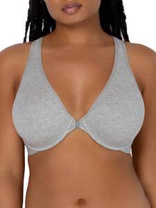 lot 4191 image: Smart & Sexy Womens Comfort Cotton Front & Back Close Racerback Bra, Light Grey Heather, 40C