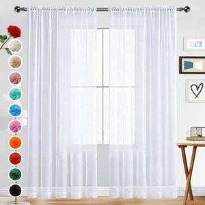 lot 4203 image: SpaceDresser Basic Rod Pocket Sheer Voile Window Curtain Panels White 1 Pair 2 Panels 52 Width 84 Inch Long for Kitchen Bedroom Children Living Room Yard(White,52 W x 84 L)
