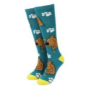lot 4204 image: Bioworld Scooby Doo Knit Scooby Heads With Chenille Paws Womens Knee High Socks
