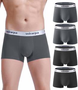 lot 4208 image: wirarpa Mens Soft Cotton Trunks Comfortable Stretch Trunk Briefs Underwear Black Grey 4 Pack XX-Large