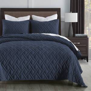 lot 4905 image: HORIMOTE HOME Quilt Set King Size Navy Blue, Classic Geometric Diamond Stitched Pattern, Ultra Soft Lightweight Bedspread Coverlet for All Season 3 Pieces(1 Quilt and 2 Pillow Shams)
