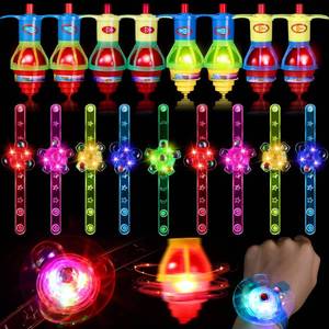 lot 4922 image: 50 Pack Light up Party Favors, 25 LED Light up Fidget Spinner Bracelets and 25 Light up Spinning Tops Spinning Toys Glow in The Dark Party Supplies Goodie Bag Stuffers for Boys and Girls Birthday