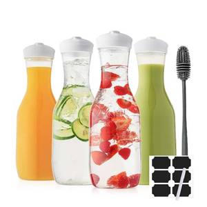 lot 4930 image: KORDISEN Water Carafe with Lid, 50 Oz Plastic Pitcher for Drinks, Milk, Mimosa Bar Supplies, Iced Tea Pitcher, Juice Containers with Lids for Fridge, BPA-Free, 4 Pack (Clear)