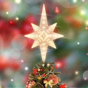 lot 4933 image: JUSTPRO Lighted Christmas Tree Topper, Bethlehem Star Treetop with 41LED Warm White Fairy Lights, Holiday Christmas Tree Decoration.
