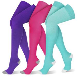 lot 4943 image: LEVSOX Thigh High Compression Socks for Women&Men 20-30 mmHg Viscose for Bamboo Over the Knee Graduated Long Compression Stockings for Nurse, Pregnancy, Travel, 3 Pair, Close Toe, Rose, Purple, Green