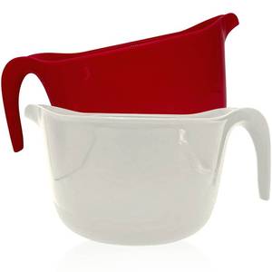 lot 4944 image: Osnell USA Large Mixing Bowls with Handles, 2 Pcs Microwave Safe 3.6 qt - Plastic Nesting Bowls for Kitchen, Batter Bowls, Easy to Clean, White & Red