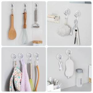 lot 4953 image: VISV Suction Cup Hooks, Small Clear Heavy Duty Vacuum Suction Hooks Shower Wall Suction Cup Hangers Removable Reusable Window Glass Door Suction Holder for Bathroom Kitchen Decor