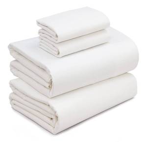 lot 4955 image: RUVANTI 100% Cotton Sheets for King Size Bed - Crispy Cooling Percale Sheets - Breathable & Durable King Sheet Set - Deep Pocket 16 Inches (Fits up to 18) - Off White - 4 Pieces